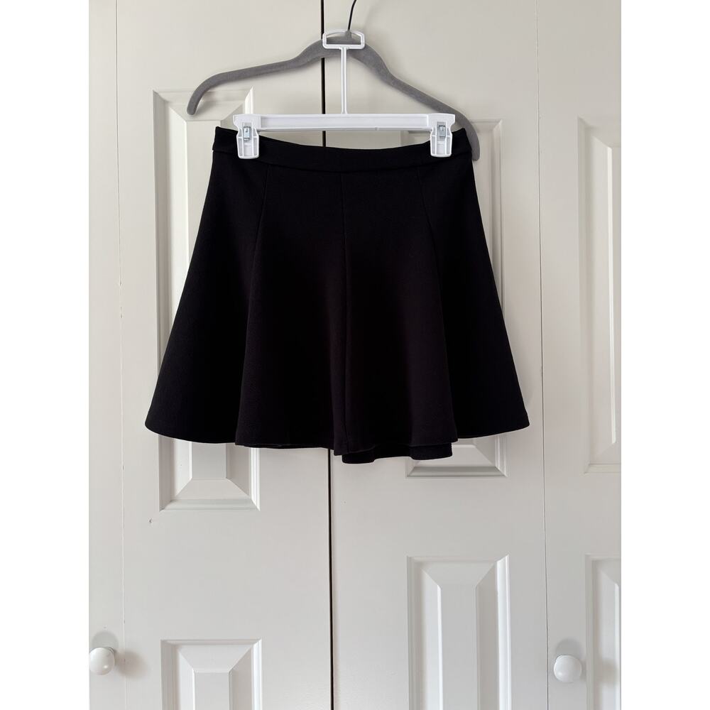 Lush Black Flared Mini Skirt Size M Polyester Spandex - Picture 2 of 9